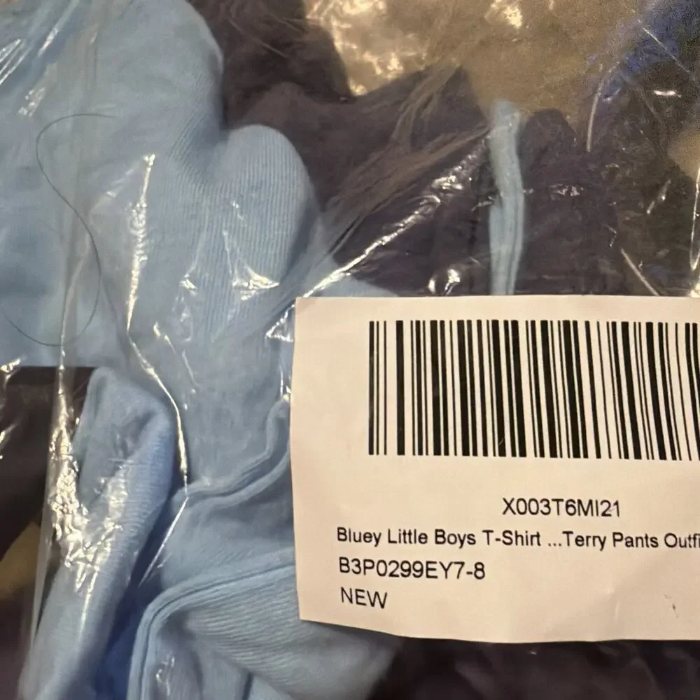 Bluey Little Boys T-Shirt and Jogger French Terry Pants Outfit Set 7-8